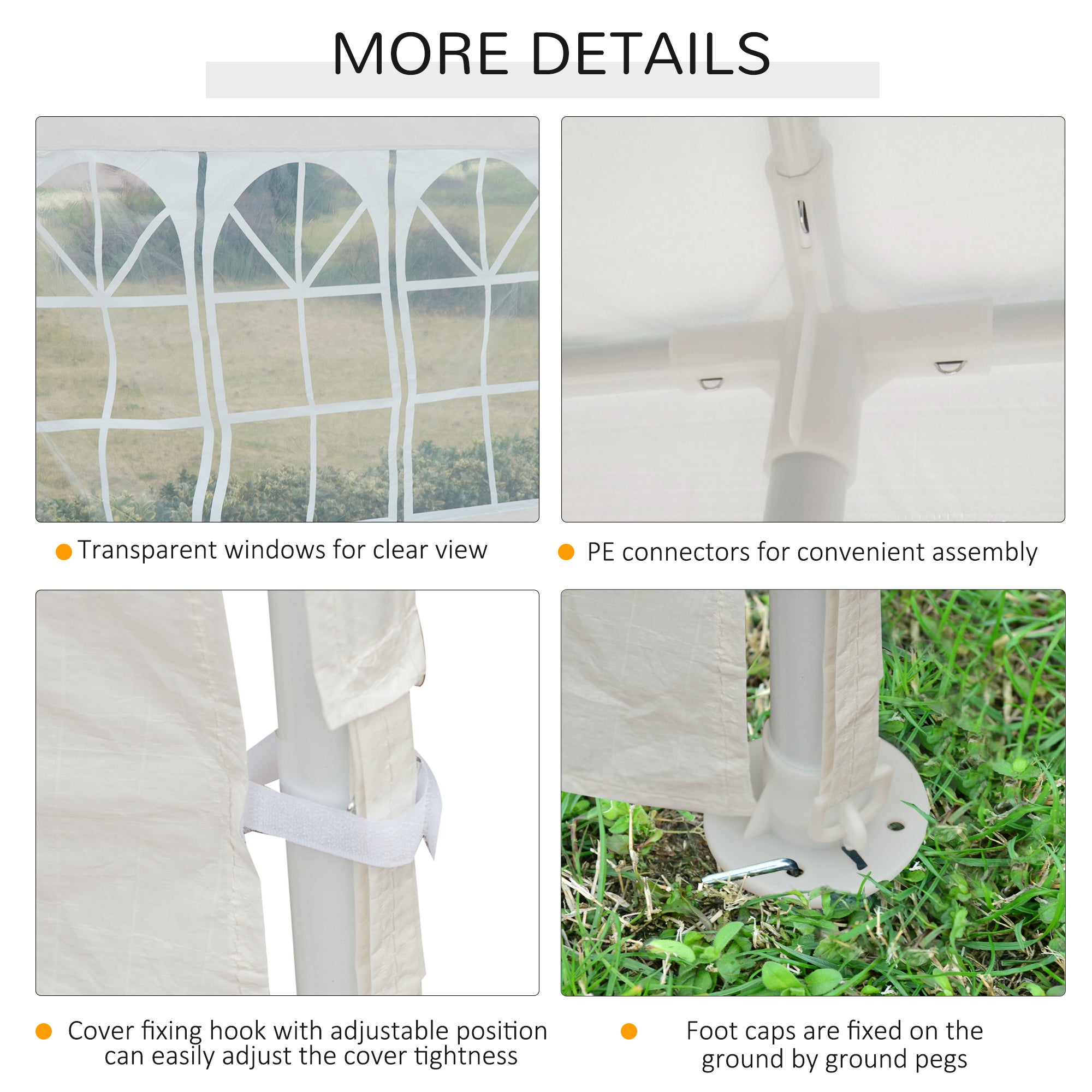 Outsunny Garden Gazebo Marquee Party Wedding Tent Canopy (9m x 3m) - White