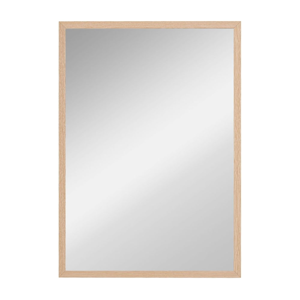 HOMCOM Wall Bathroom Mirror, 70 x 50 cm Wall-Mounted Mirror for Living Room, Bedroom, Hallway, Natural Wood