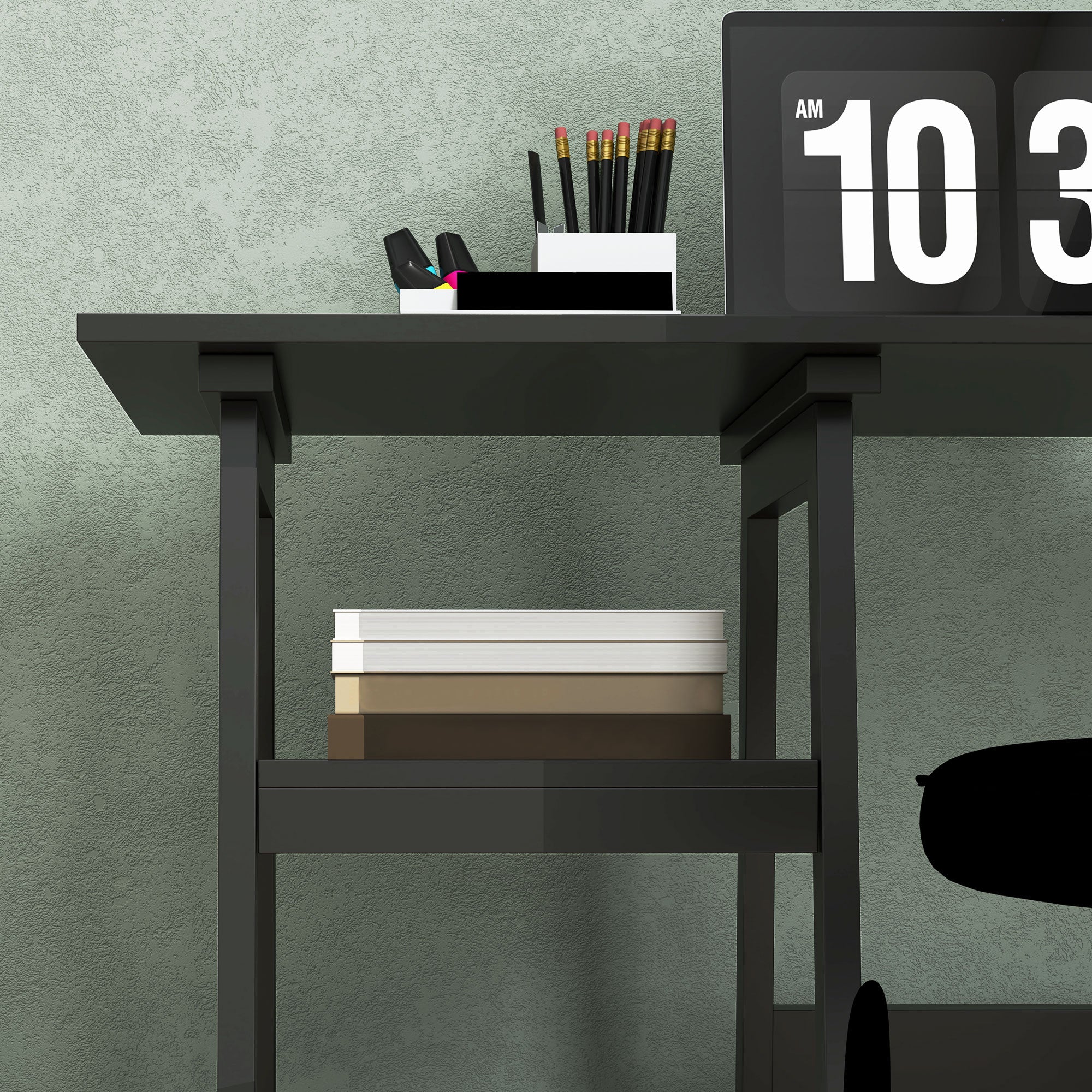 HOMCOM Compact Computer Desk with Storage Shelves, Study Table with Bookshelf, PC Table Workstation for Home Office, Study, Easy Assembly, 106 x 51cm, Black