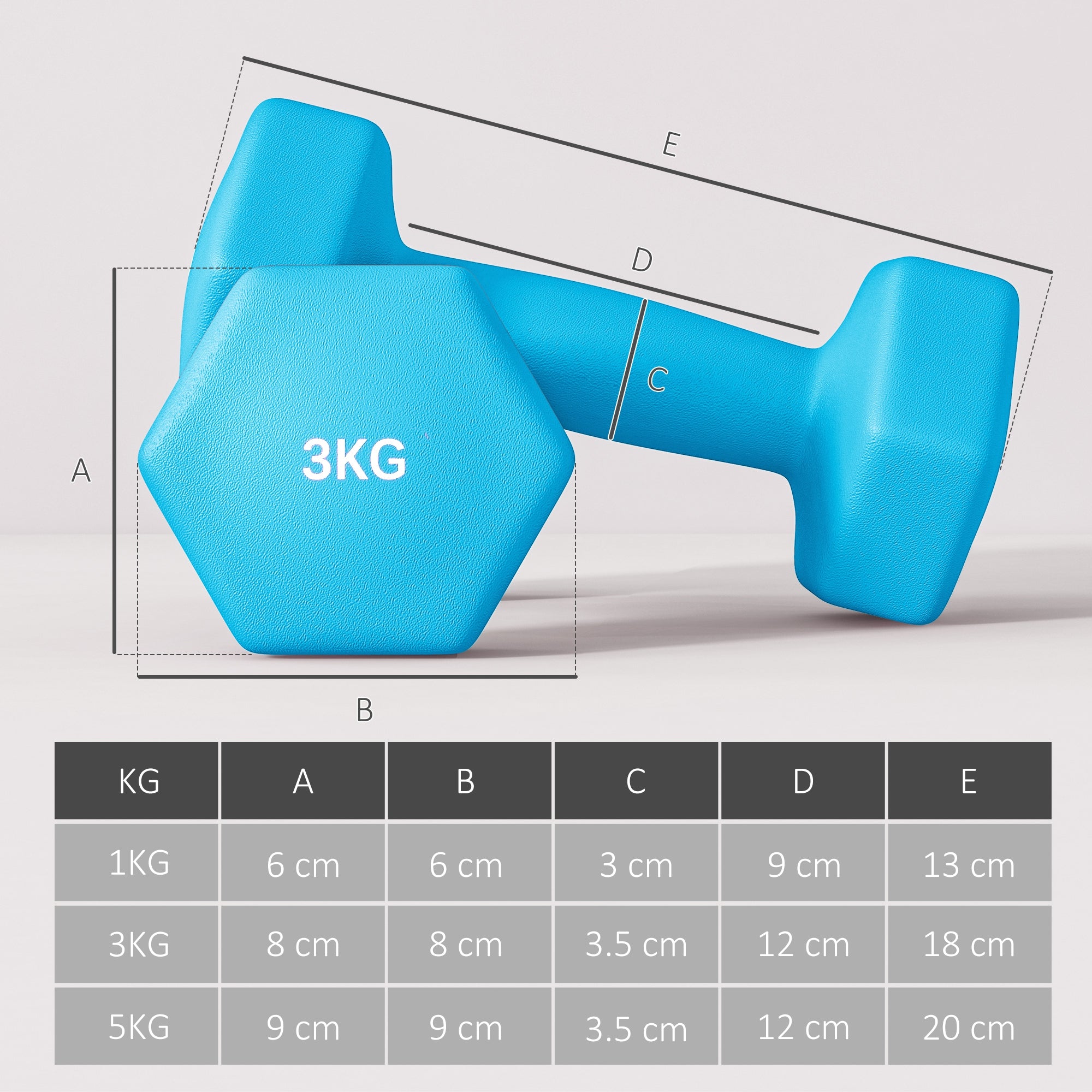 SPORTNOW Dumbbells Set with Storage Rack, 2 x 1kg, 2 x 3kg, 2 x 5kg, Pink