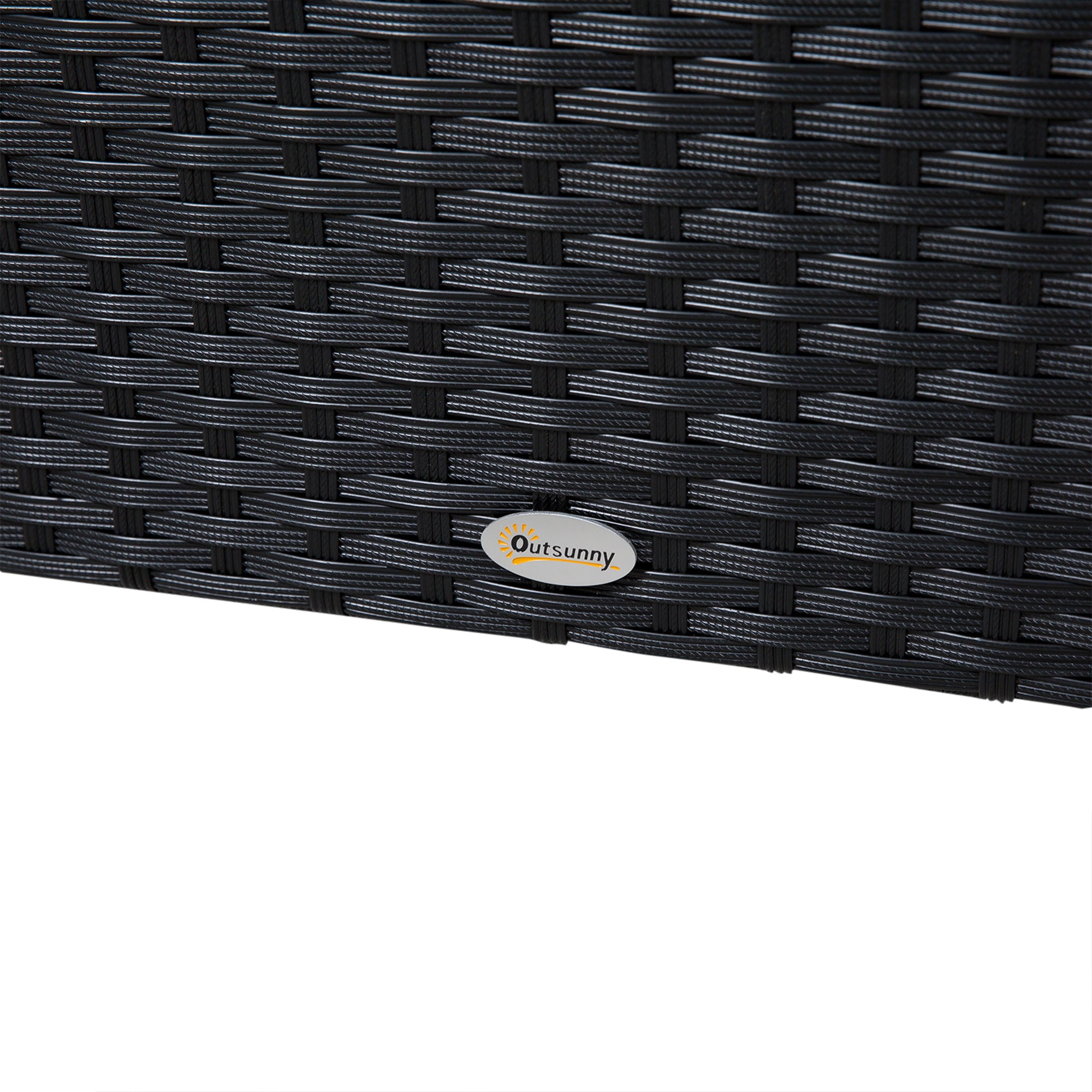 Outsunny 4 Pieces Rattan Garden Furniture Set, 4 Seater Corner Sofa Set with Storage Box, 2 Drawers Coffee Table, Loveseats with Cushions, Wicker Garden Conservatory Furniture for Balcony, Black