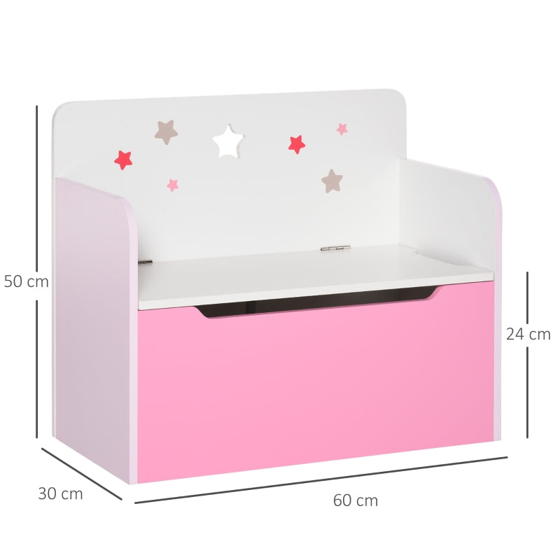 Kids Wooden Toy Box Children Storage Chest Bench Organiser Safety Hinge Bedroom Playroom Furniture Pink