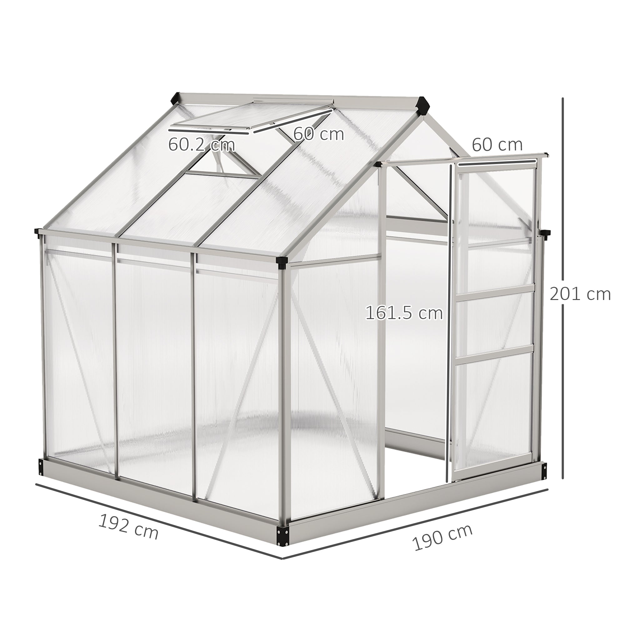Outsunny 6 x 6ft Polycarbonate Greenhouse - Clear