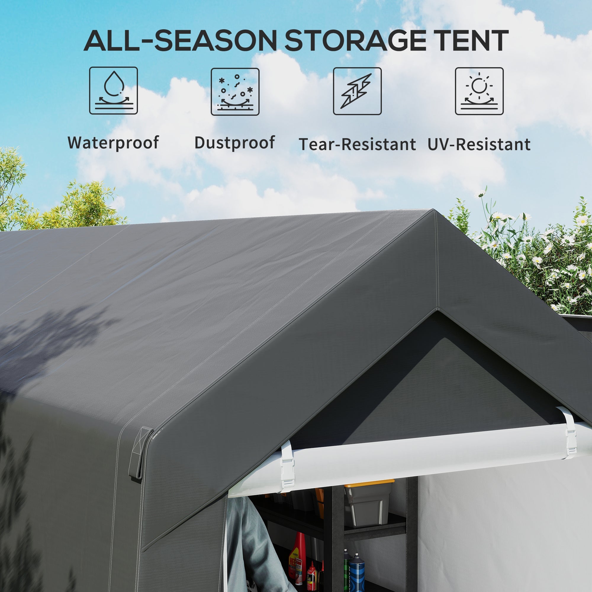 Outsunny 3.6 x 2.1m Portable Outdoor Shed, with Window - Dark Grey