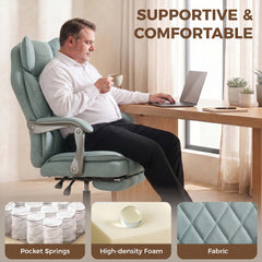 HOMCOM Executive Office Chair, Leathaire Big and Tall Office Chair 180 kg with Wide Seat, Reclining, Lumbar Support, Blue