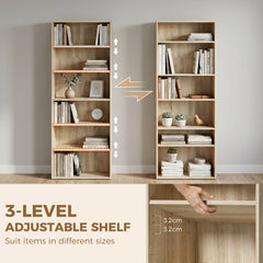 HOMCOM Six Shelf Bookcase - Oak
