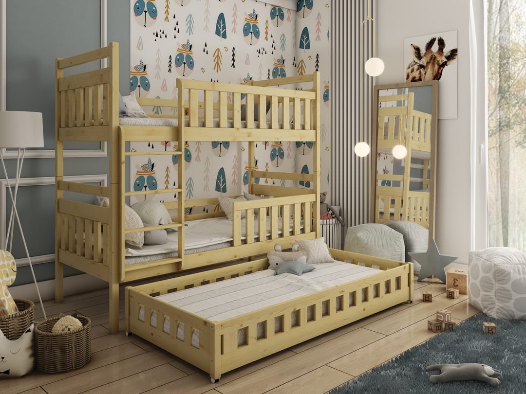 Wooden Bunk Bed Olivia With Trundle