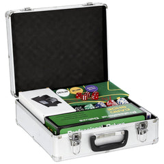SPORTNOW 500-Piece Poker Chips Set with Card Shuffler, Card Shoe, Case, Casino Texas Holdem Poker Set with Mat, Silver Tone