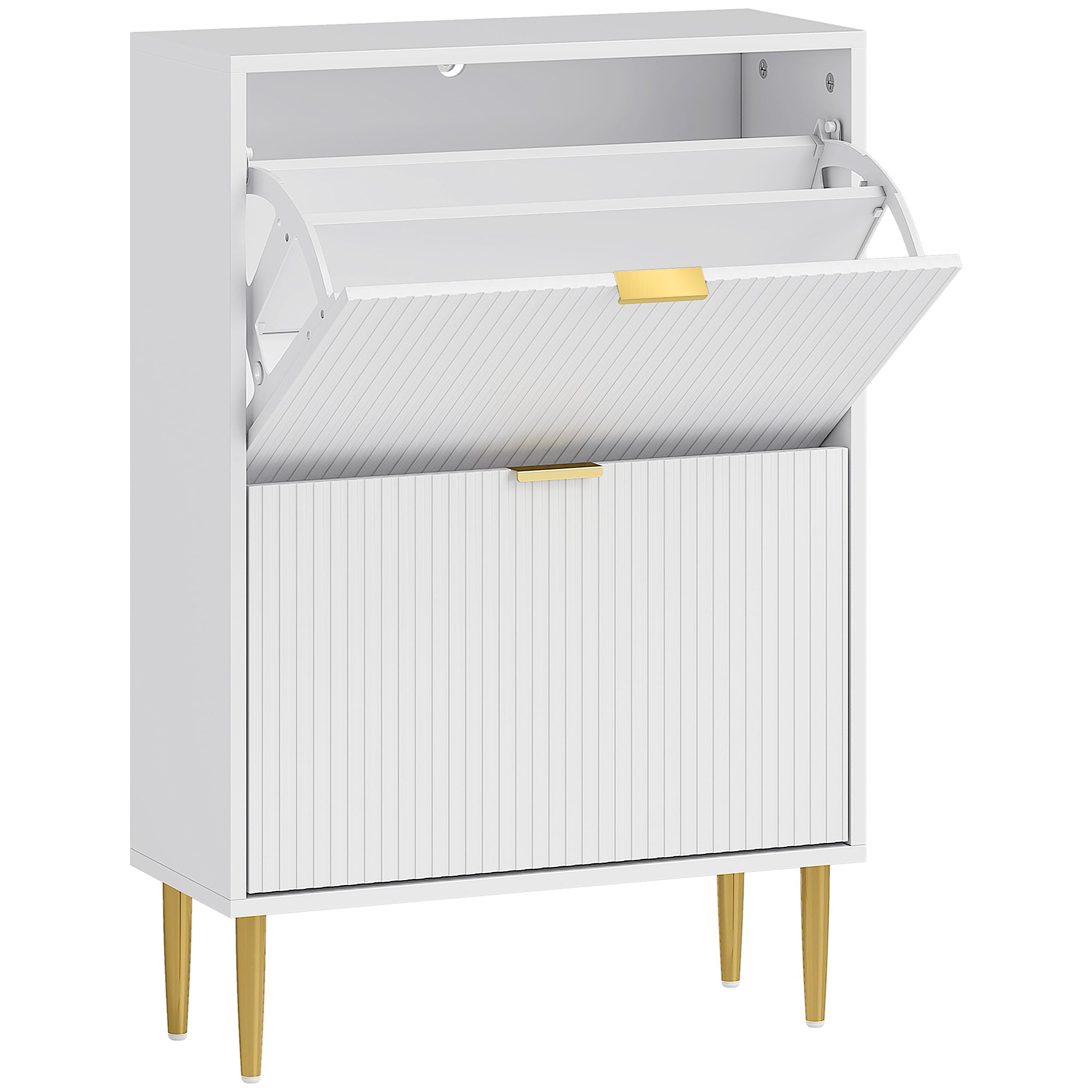 HOMCOM Elegant Two-Drawer Shoe Cabinet - White