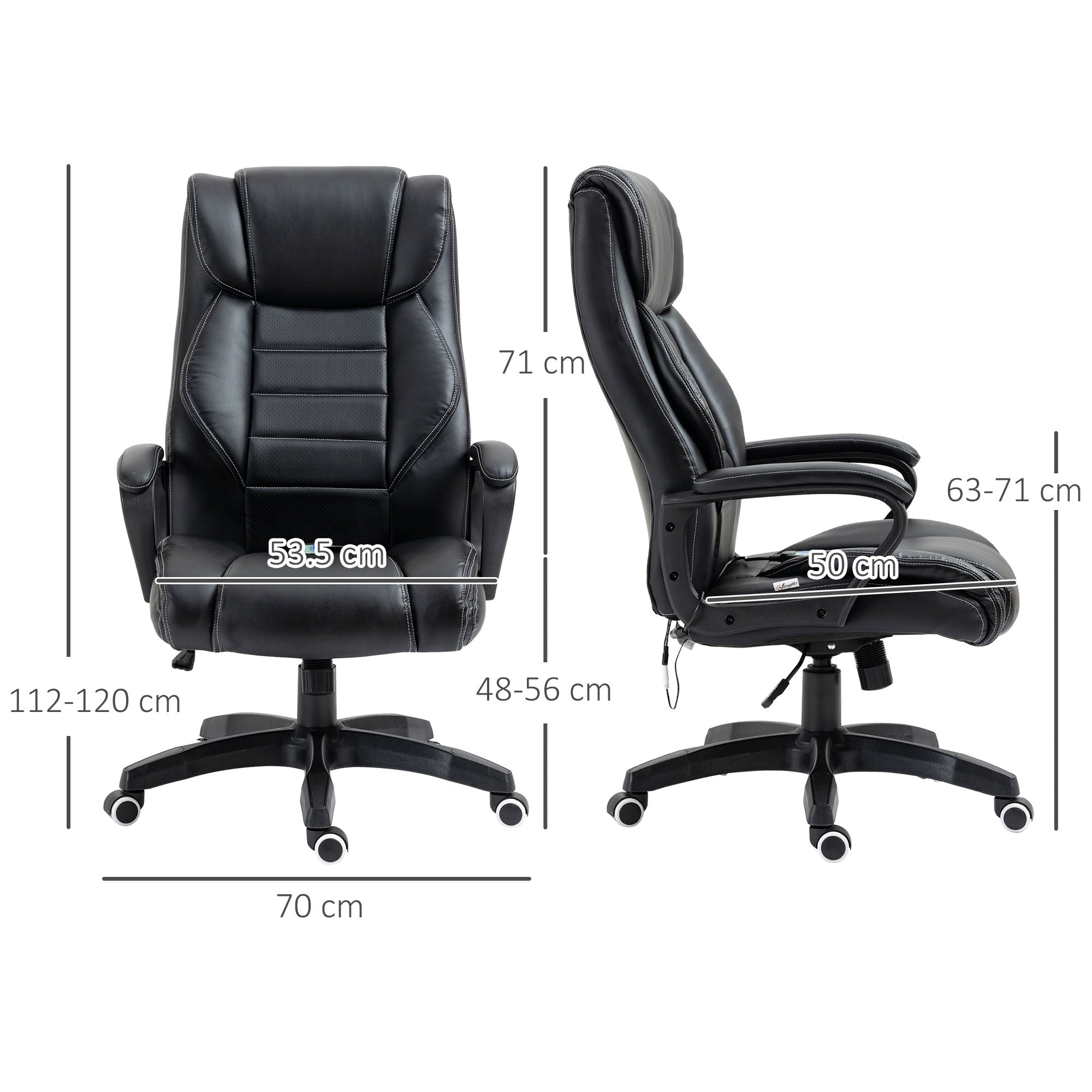 Vinsetto Office Chair with 6-Point Maaage, PU Desk Chair with Padded Seat and Armrest, Computer Chair with Tilt Function for Home, Black