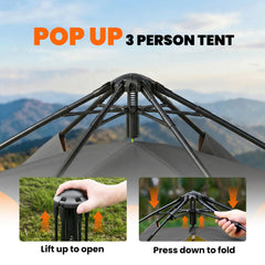 Outsunny Double Layer Instant Pop Up Tent with Rainfly, Portable Camping Shelter with Sewn-in Groundsheet and Carry Bag, Orange