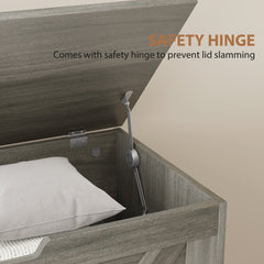HOMCOM 100L Home Storage Box, with Safety Hinges - Charcoal Grey