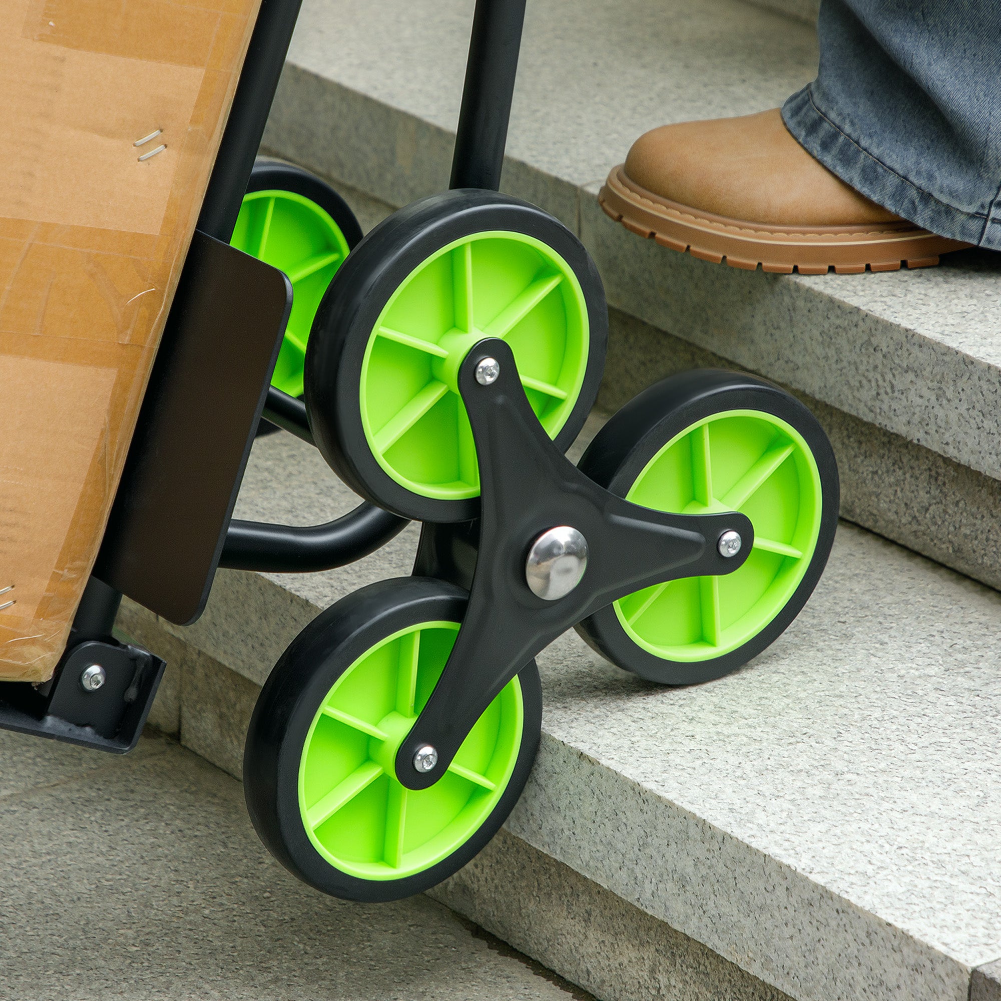 DURHAND Six-Wheel Folding Sack Barrow Trolley - Black/Green