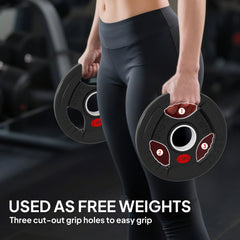 SPORTNOW Olympic Weight Plates, 2"/5cm Weight Disc Pair with Tri-Grips, 2 x 2.5kg Dumbbell Plates for Weightlifting and Strength Training Home Gym Fitness Workout, Black