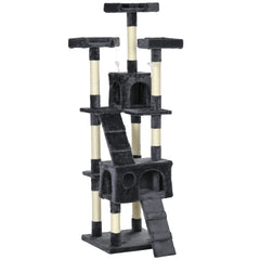 PawHut 173cm Cat Tree Scratching House, Activity Play Centre, Charcoal Grey