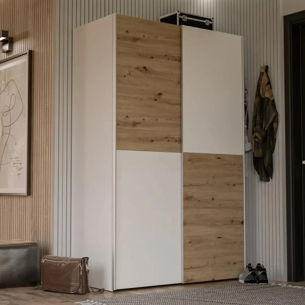 Ozzula Sliding Door Wardrobe 120cm in Oak Artisan, image 15