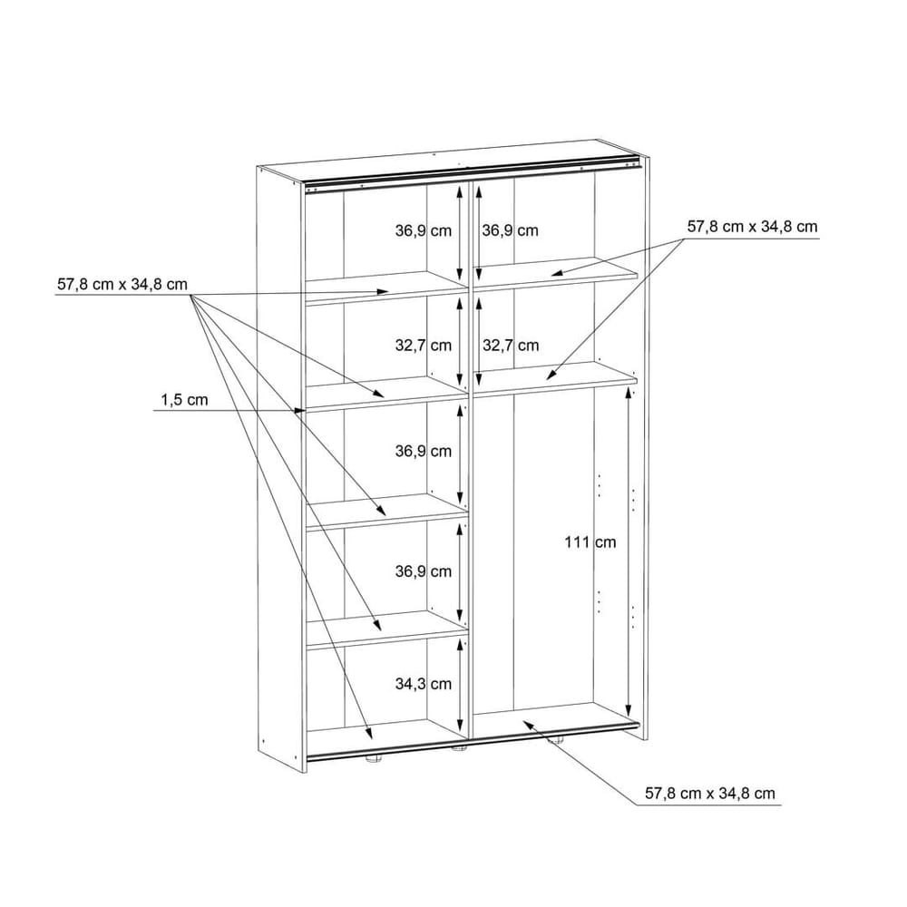 Ozzula Sliding Door Wardrobe 120cm, image 41