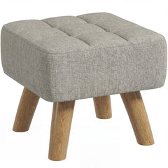 HOMCOM Linen-Look Square Padded Footstool - Light Brown