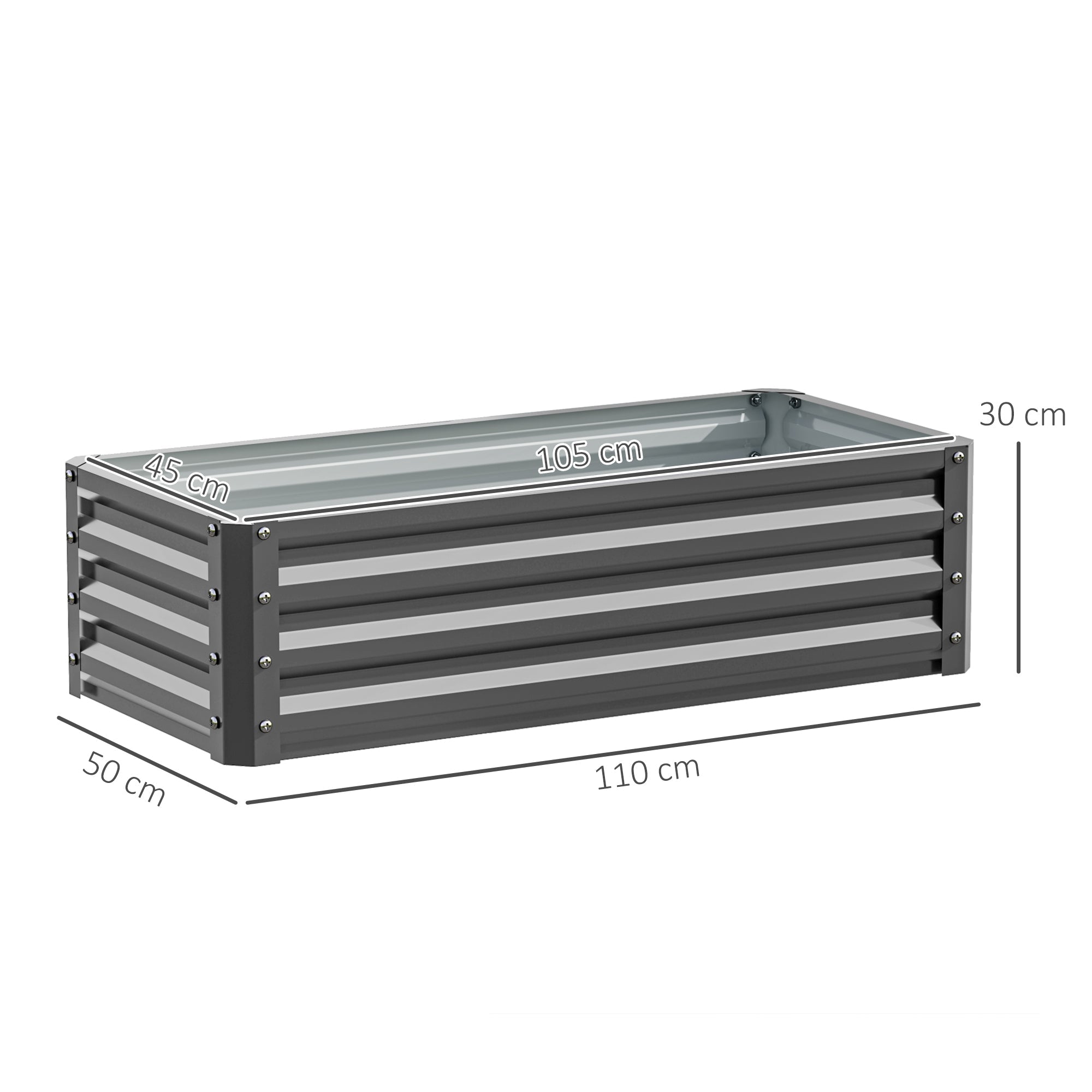 Outsunny Set of Two 110 x 50cm Steel Planter Boxes - Light Grey