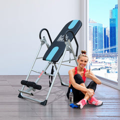 HOMCOM Foldable Gravity Inversion Table Back Therapy Home Fitness Bench Black