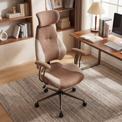 Office Chair with 2D Adjustable Headrest Elastic Sponge Filling-Brrown