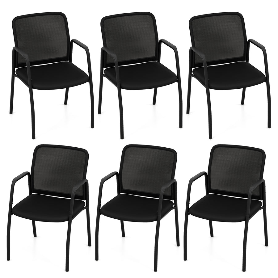 Office Guest Chairs with Ergonomic Mesh Backrest and Cushioned Seat Set of 6-Black