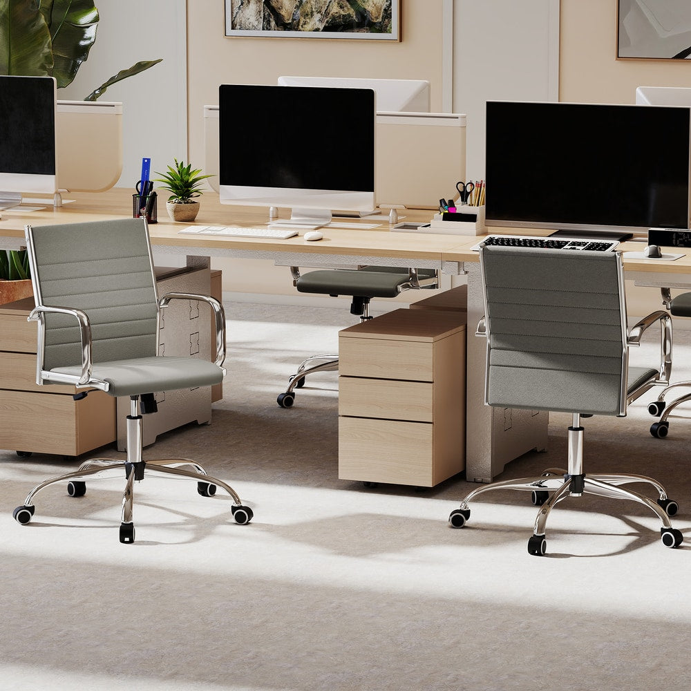 Height Adjustable Rolling High-Back Executive Chair in Grey