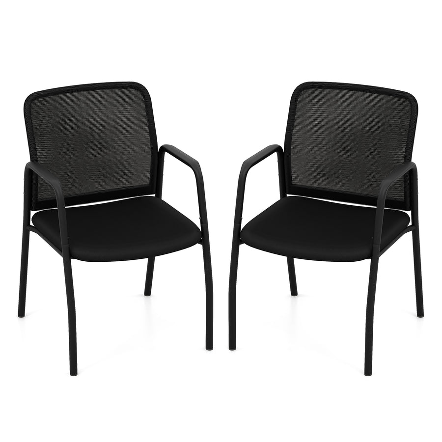 Office Guest Chairs with Ergonomic Mesh Backrest and Cushioned Seat-Black