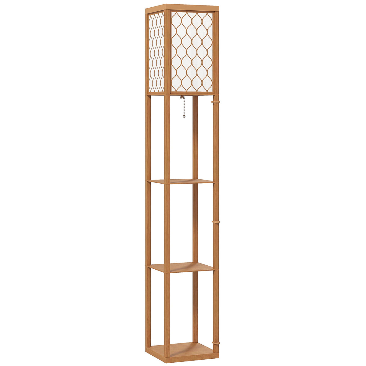 HOMCOM Three-Shelf Standing Lamp - Natural