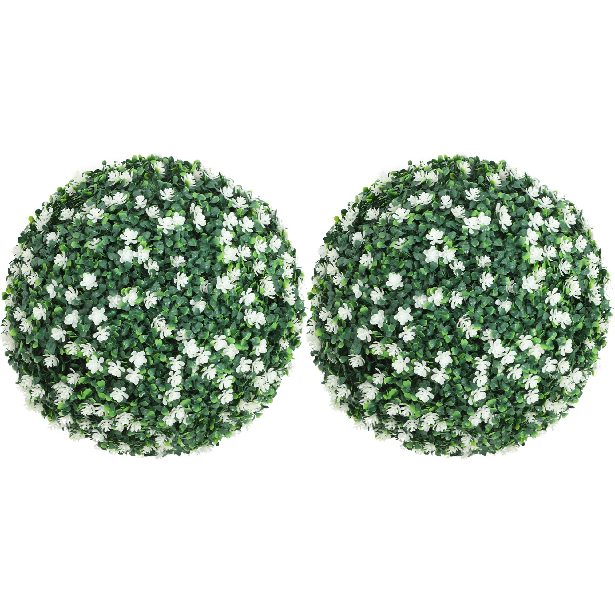 HOMCOM Set of Two Artificial Boxwood Balls Plants - White