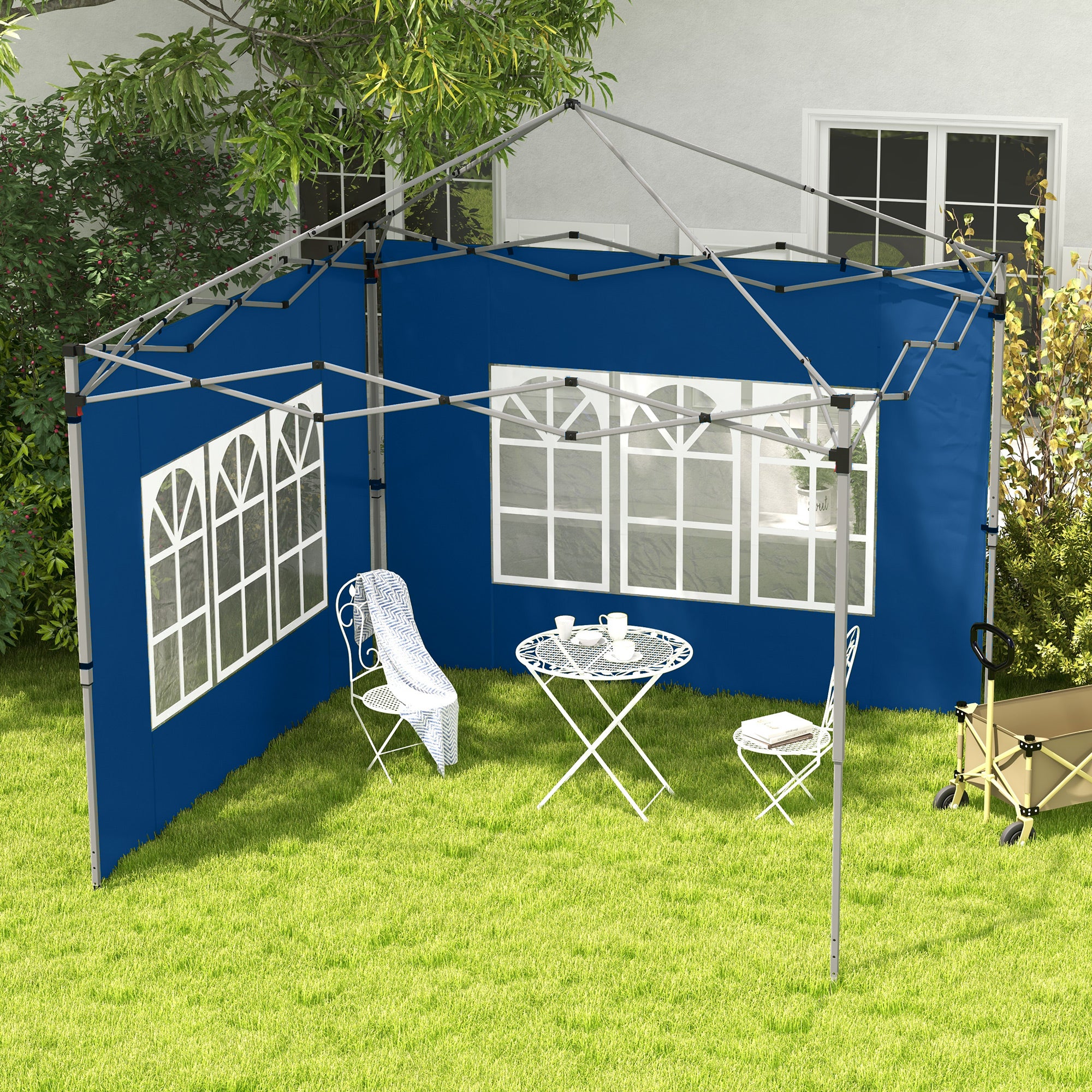 Outsunny Set of 2 Gazebo Side Panels - Blue