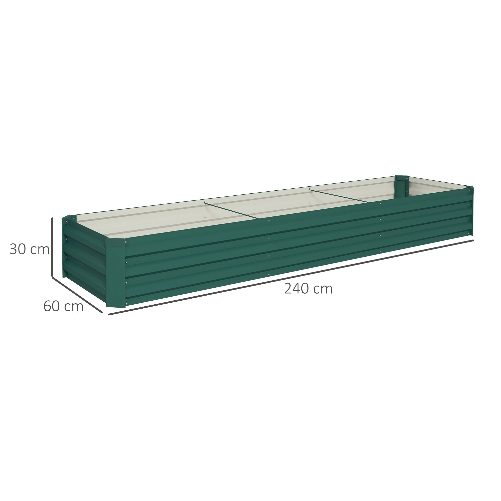Outsunny 60 x 240cm Galvanised Steel Planter, with Open Bottom