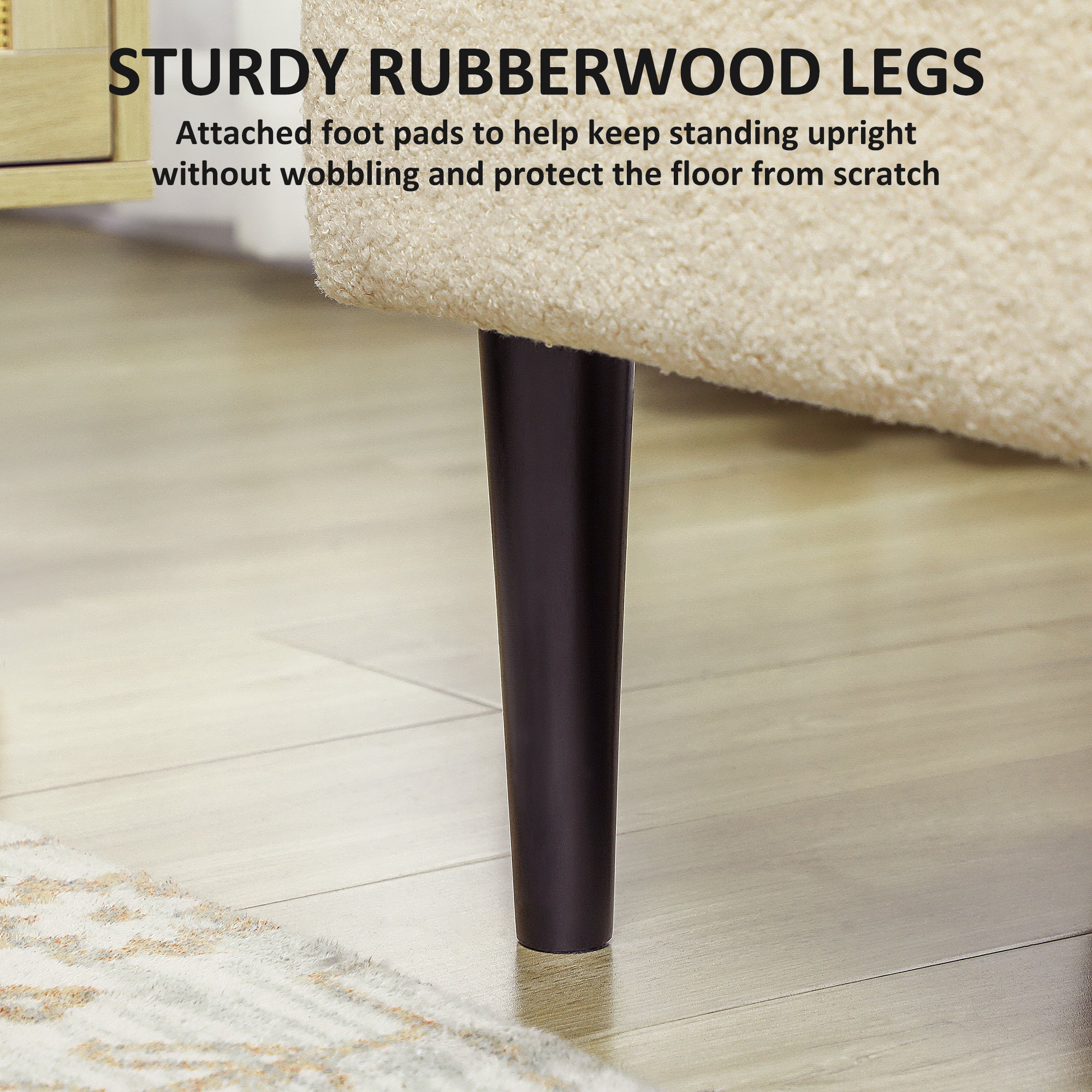 HOMCOM 47L Teddy Fleece Storage Ottoman - Cream