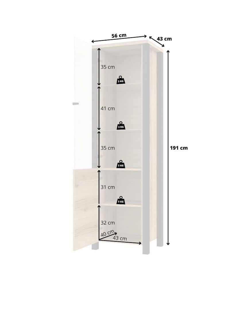 Olin 05 Tall Display Cabinet 56cm