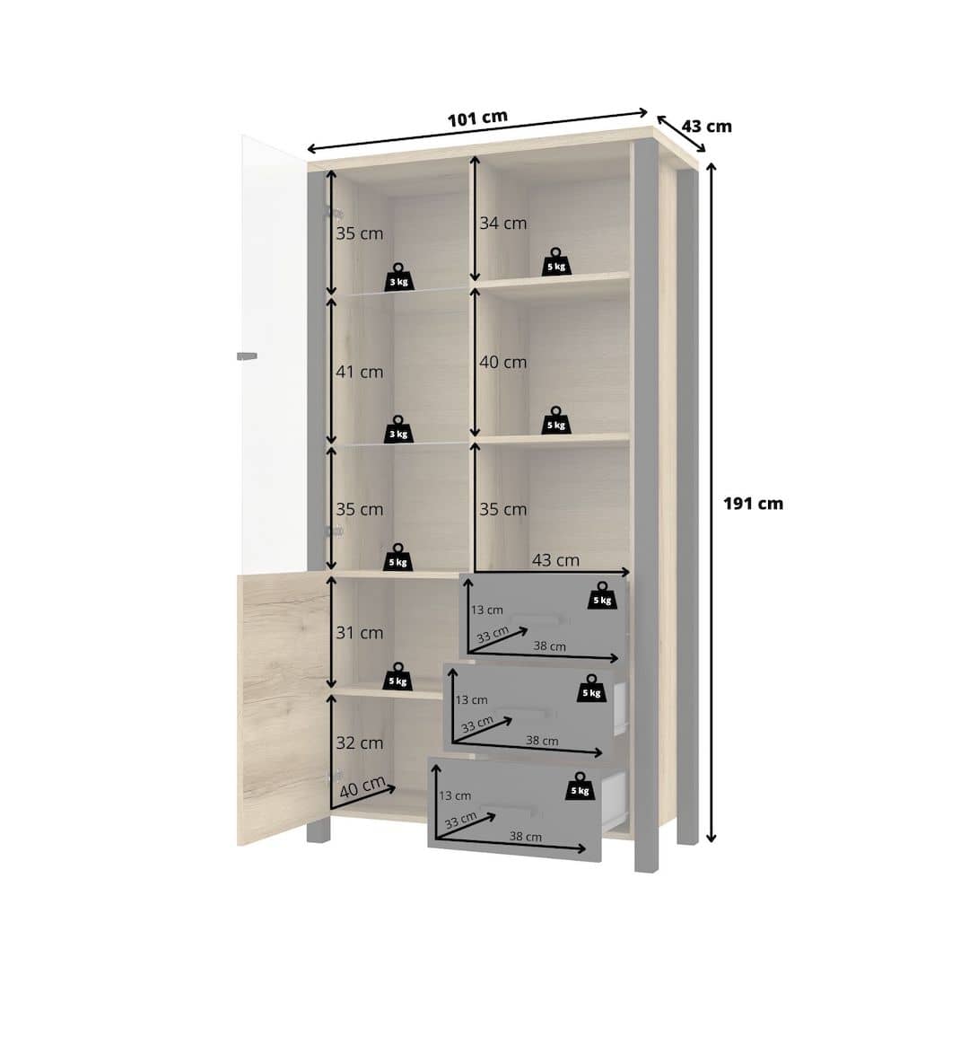 Olin 13 Display Cabinet 101cm