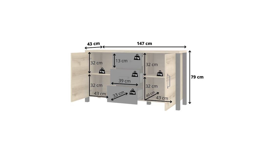 Olin 26 Sideboard Cabinet 147cm