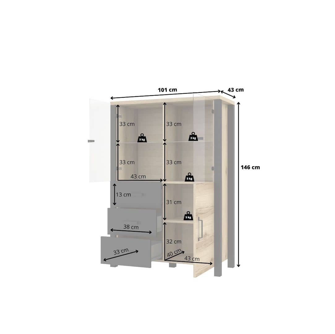 Olin 44 Display Cabinet 101cm