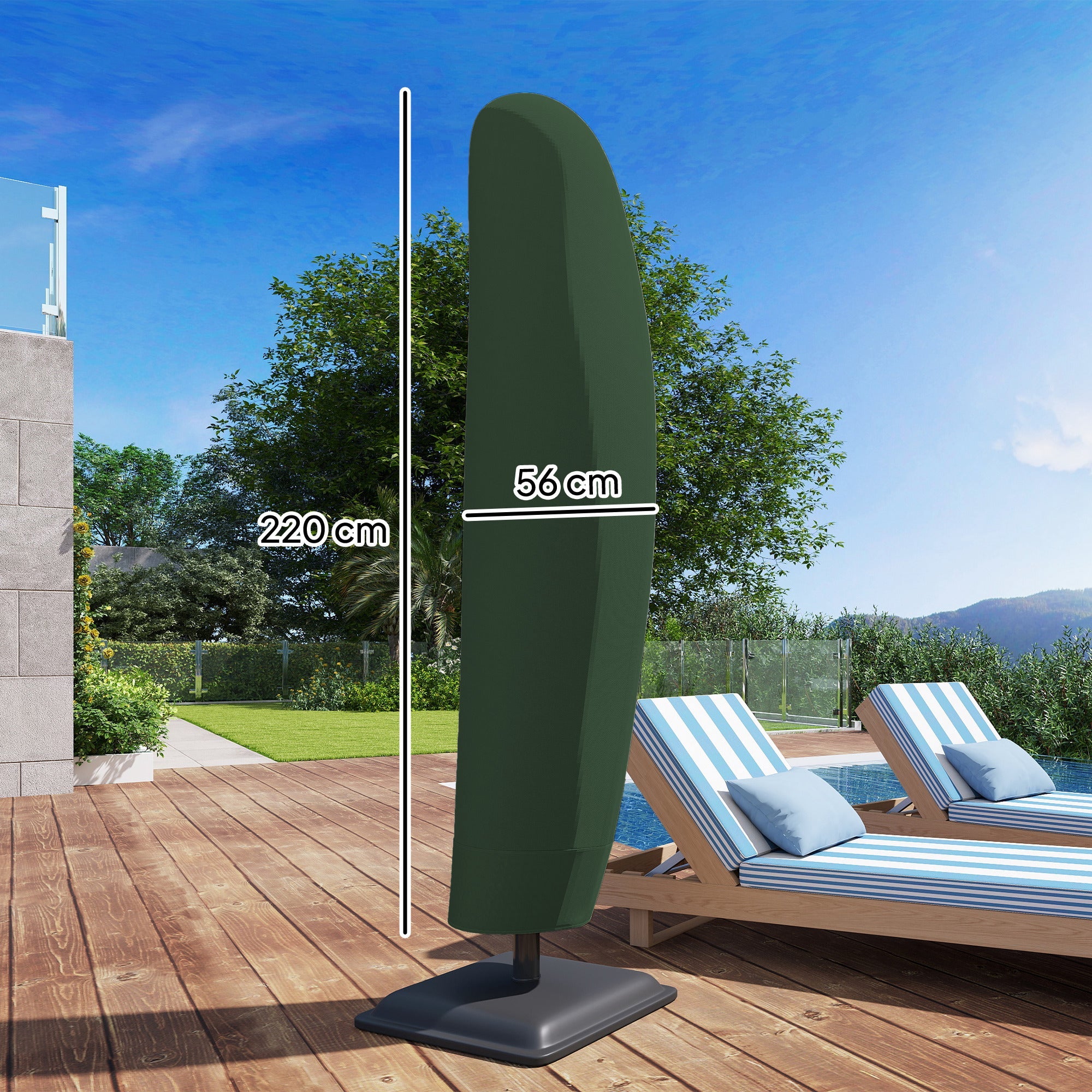 Outsunny Parasol Cover, 600D Oxford Cantilever Umbrella Cover Fit for 2-4m Parasol, Green