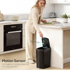 HOMCOM 12L Sensor Bin, Automatic Touchless Motion Sensor Kitchen Bin with Fingerprint Resistant Stainless Steel, Black