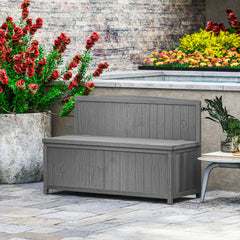 Outsunny Wood Storage Bench for Patio Furniture, Outdoor Garden Seating Tools, Grey - product image 2