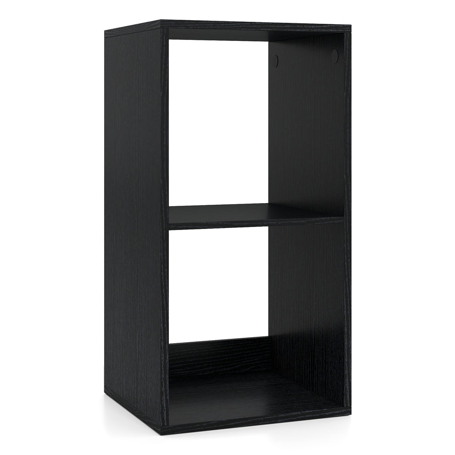 Open Back 2-tier Bookshelf with Anti-toppling Kit-Black