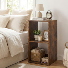 Open Back 2-tier Bookshelf with Anti-toppling Kit in Rustic Brown