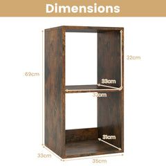 Open Back 2-tier Bookshelf with Anti-toppling Kit in Rustic Brown