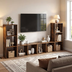 Open Back 2-tier Bookshelf with Anti-toppling Kit in Rustic Brown