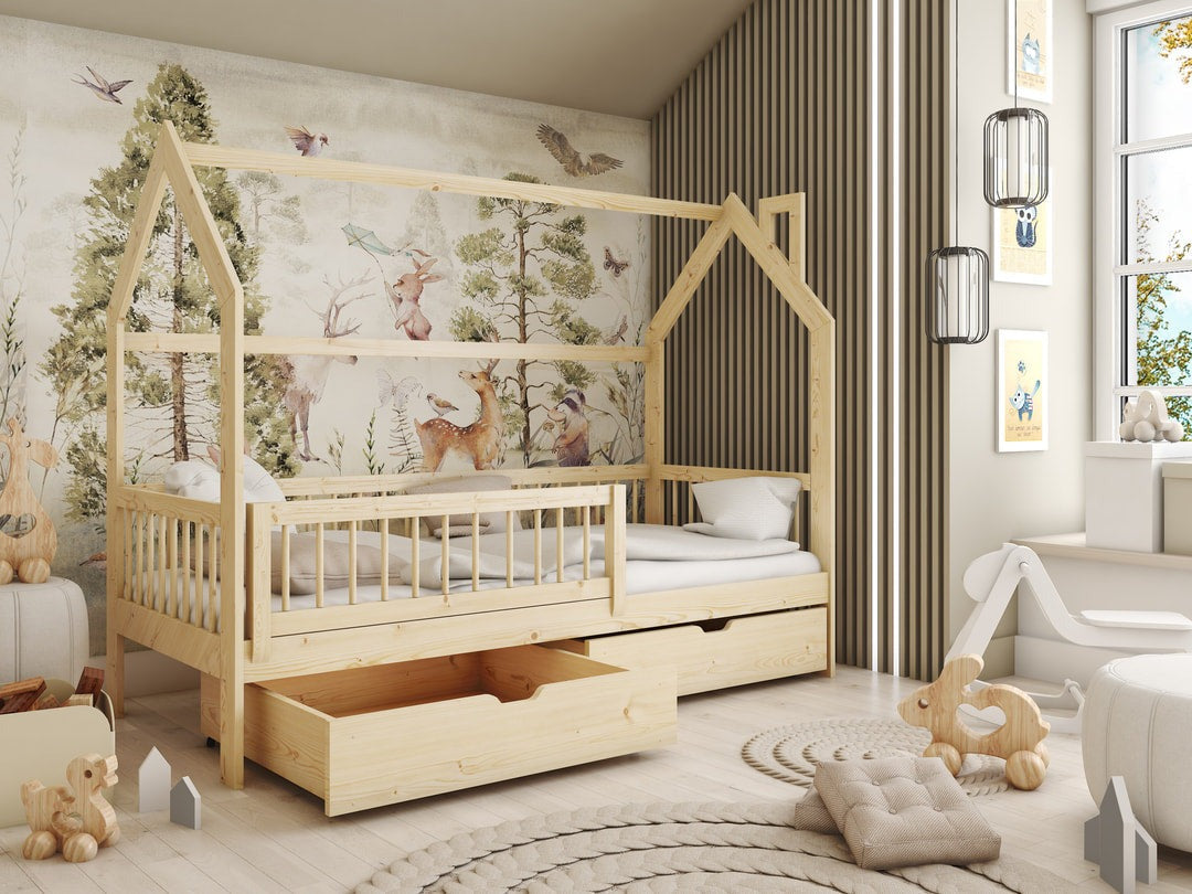 Wooden Single Bed Oskar With Storage