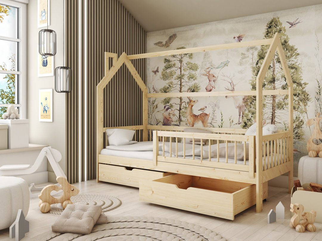 Wooden Single Bed Oskar With Storage