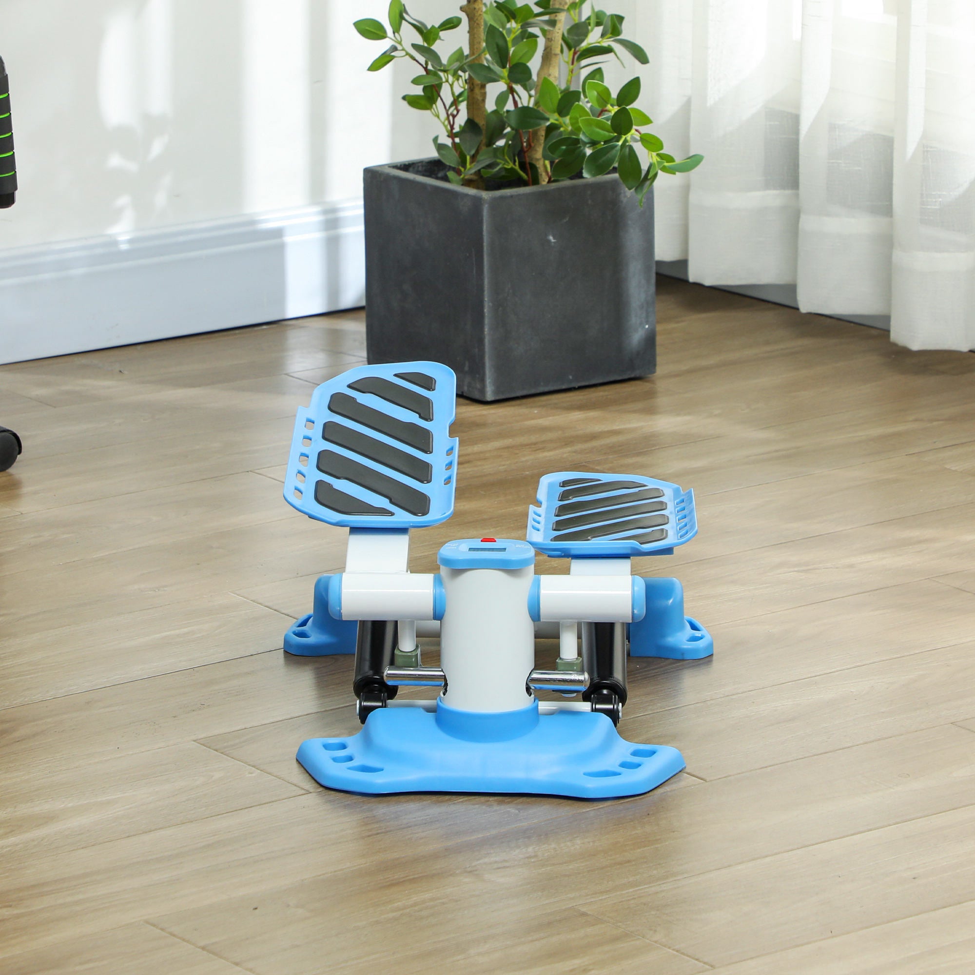 HOMCOM Portable Mini Stepper, Steppers for Exercise Workout with LCD Display Monitor, Anti-skid Foot Pedals for Home Gym Office, Blue