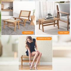 Ottoman Footstool Natural Teak Wooden Foot Rest