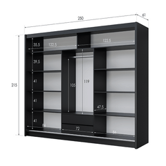 Black Mirrored Sliding Door Wardrobe 250cm – MAYFAIR