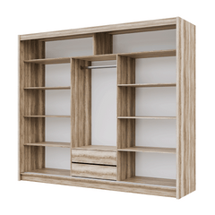 KINGSTON 250cm Sliding Door Wardrobe Oak Canyon + Lava + Mirror